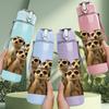 1PC Two Meerkat Standing Portrait 750ml Color Plastic Sports Water Bottle Leakproof Flip Straw Lid Suitable for Sports Office Home Use
