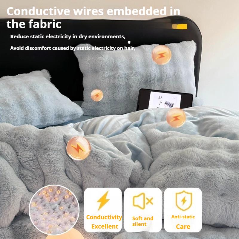 Bed Four-piece Autumn and Winter Flannel Double-sided Fleece Coral Fleece Bed Sheet Quilt Cover Pillowcase