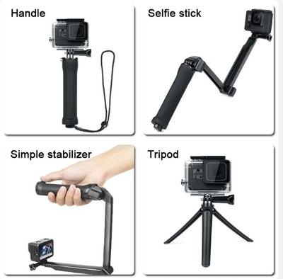 Perche à Selfie étanche 3 fois, support à 3 voies, monopode, Mini trépied pour GoPro 12 11 10 9 8 7 6 Insta360 Osmo, accessoires de caméra d'action