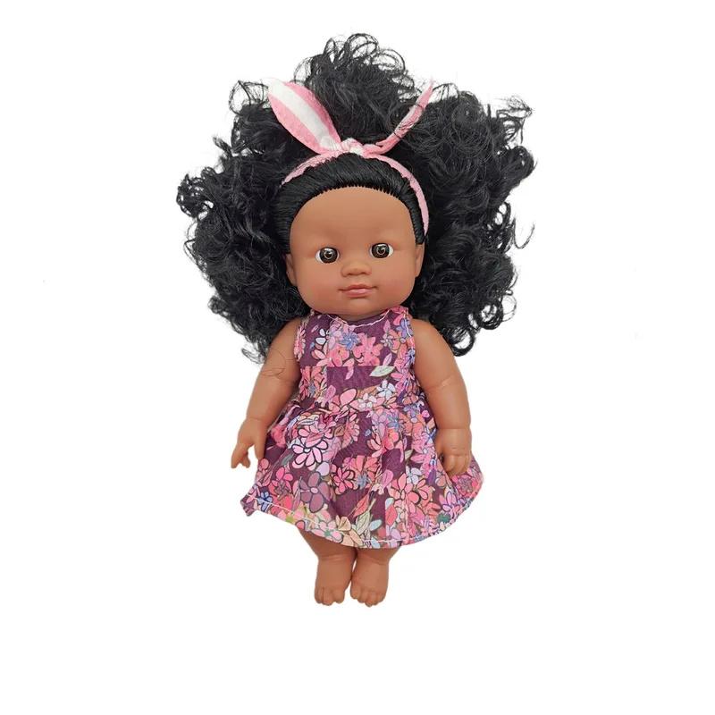 African Dolls Cute Soft Rubber Simulation Reborn Dolls Kids Toys Kids Birthday Gifts African Style Dolls Simulation Music Toys