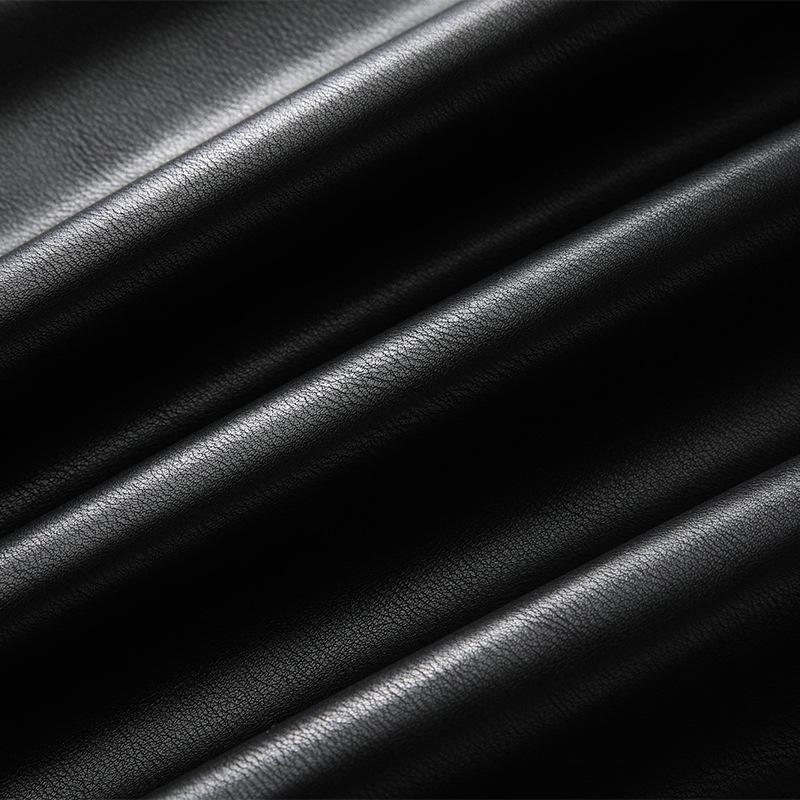 Coffee PU Leather Elastic Waist A-Line Pleated Midi Skirt - Women's 2024 Spring/Autumn Style