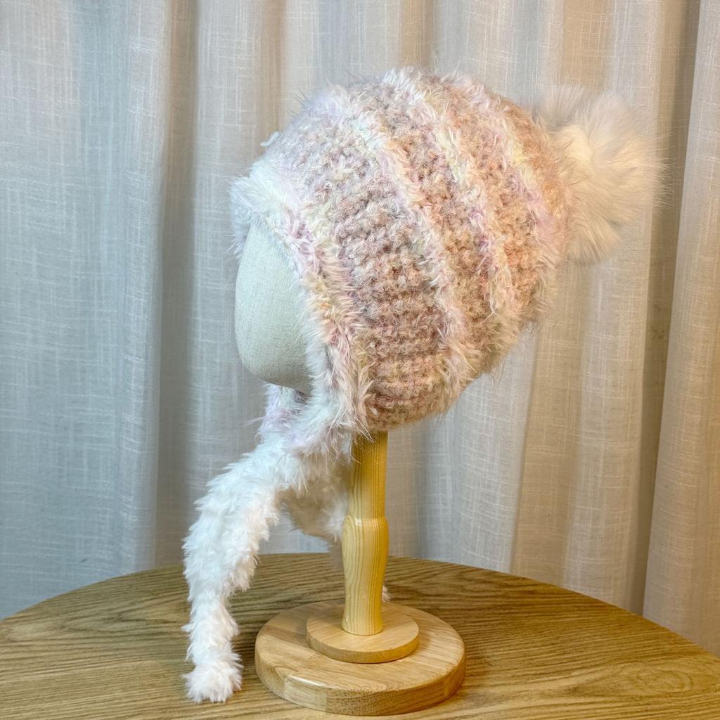 Plush Hat for Women in Autumn and Winter Thickened Warm Ear Protection Hat with Straps Versatile Cold Proof Lei Feng Hat