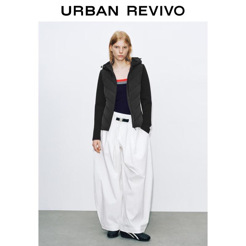 UR 2025 Winter Women's Simple Quilted Hooded Zipper Cotton Jacket