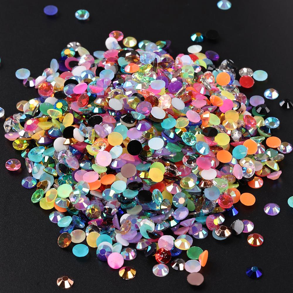 Wholesale Bulk Resin Rhinestone Jelly Color AB transparent AB 2mm,3mm,4mm,5mm,6mm Facets FlatBack Nail Art Garment Decoration