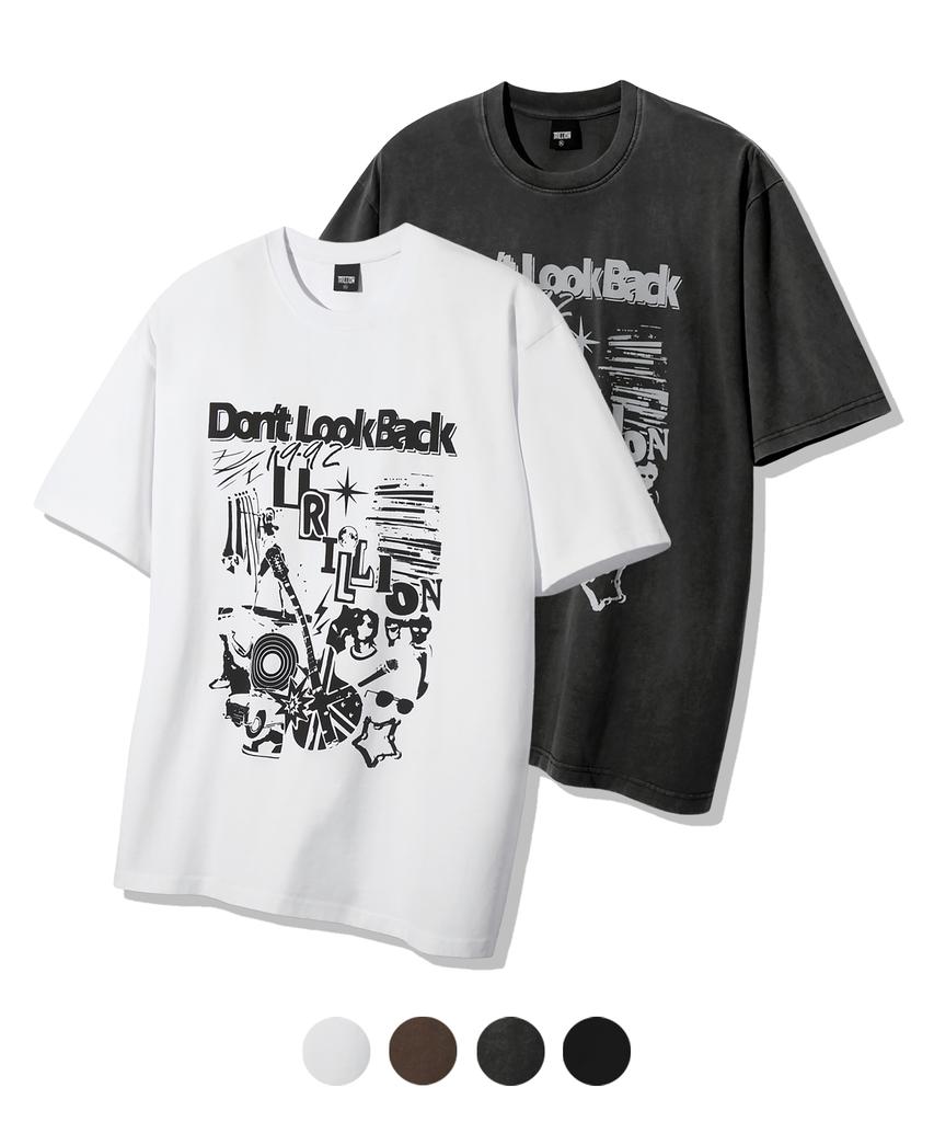 TRILLION Rock Punk Band Pigment Graphic Short Sleeve T-Shirt_4 Colors