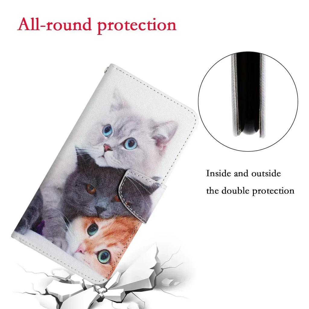 Leather Flip Phone Case For Samung Galaxy A10S A20S A20E A20 A30 A21S A22 A23 A24 A25 Flower Painted Wallet Card Holder Cover