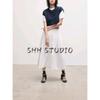 Spring New Women's Clothing Idle Style Vest Stitching Cotton Plaid round Neck Short Sleeve T-shirt Top 5644321