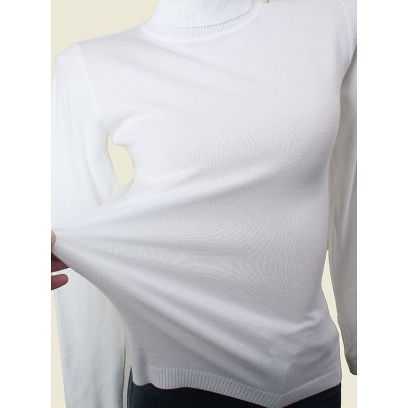 Normcore White High Collar Bottoming Shirt Casual Fall and Winter Warm Long Sleeves Knitting Pullover Tops Women