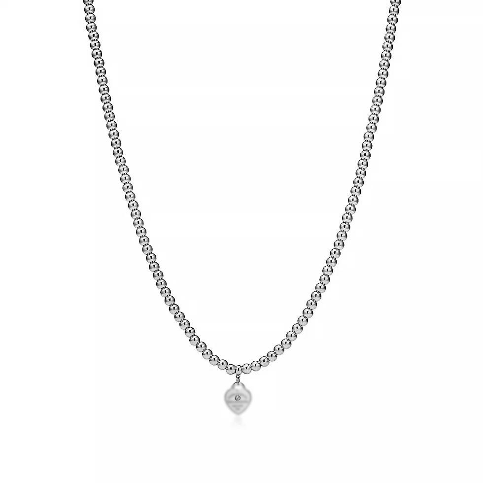 Heart-Shaped Enamel Cross Chain Necklace with Peach Heart Beads for Women - Fashionable Classic Style
