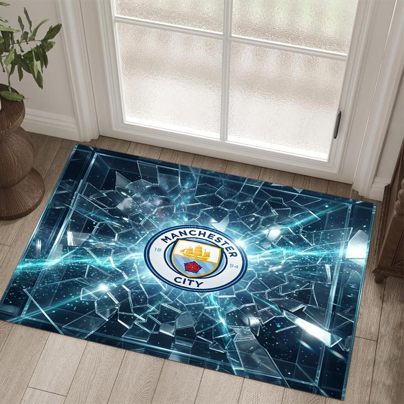 Manchester City Design Crystal Velvet Carpet Cozy Non?Slip Printed Rug For Bedroom Living Room Entrance