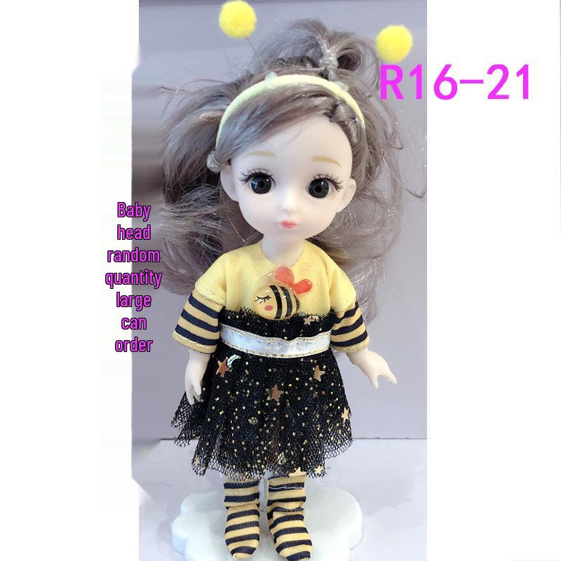 16cm 8-Point BJD Princess Doll with Denim Wedding Dress & Accessories - 6" Dress-Up OB11 Clothes, Tops, and Shorts