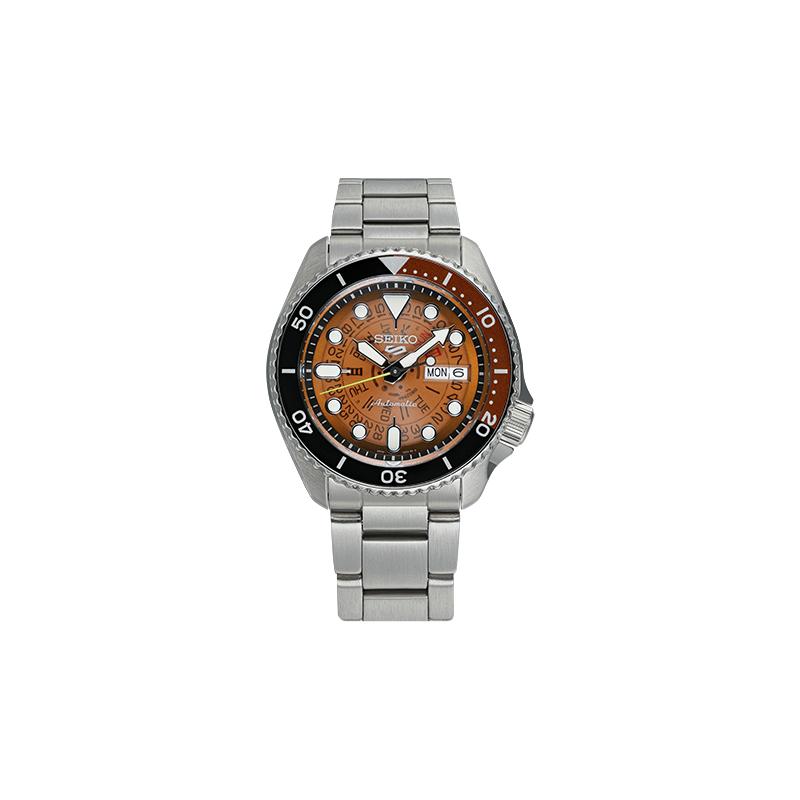 SEIKO SEIKO5 series diving luminous mechanical movement Steel Strap men s watch orange dial SRPJ47K1 оранжевый