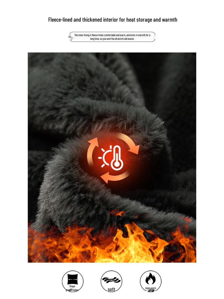 Men's Winter Retro Haute Couture Cotton Jacket with Fur Collar, Plus Velvet Thickened, Warm Outerwear.