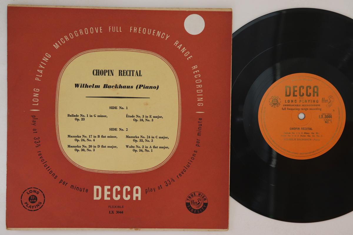 

10inch Record WILHELM BACKHAUS Chopin RECITAL LX3044 DECCA 1955 UK Classical Used