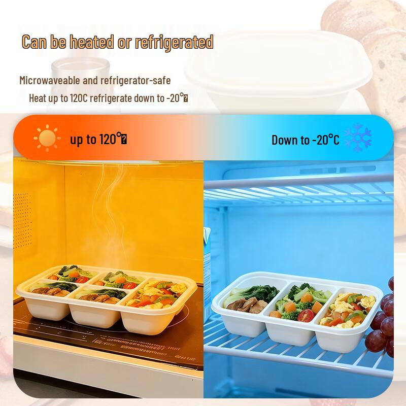 Biologisch abbaubare Einweg-Lunchbox mit 6 Fächern aus Maisstärke