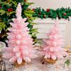 Snow Pointy Pink Spray Mini Christmas Tree Tabletop Window Decoration Decoration