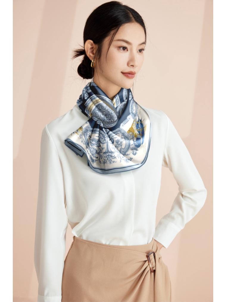 Women's 100% Mulberry Silk Scarf, 90cm Square, 14 Momme Shawl - Perfect Gift for Mother, Girlfriend, Birthday or Festival