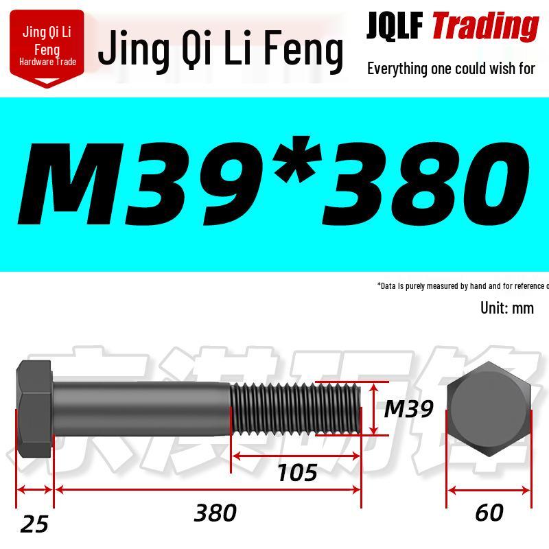 M27-M39 Grade 12.9 Blackened Half-Thread Hexagon Bolt
