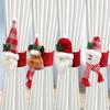 4Pcs Santa Ornament Plush Curtain Tieback Holiday Curtain Holder Christmas Plush Dolls Christmas Decoration Curtain Clasps Belt