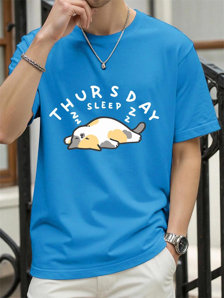 Tuesday Sleep Cat Printed TShirts Womens Cotton Summer Tops Comfortable Loose ONeck Short Sleeve T Shirt Casual Womans Clothes