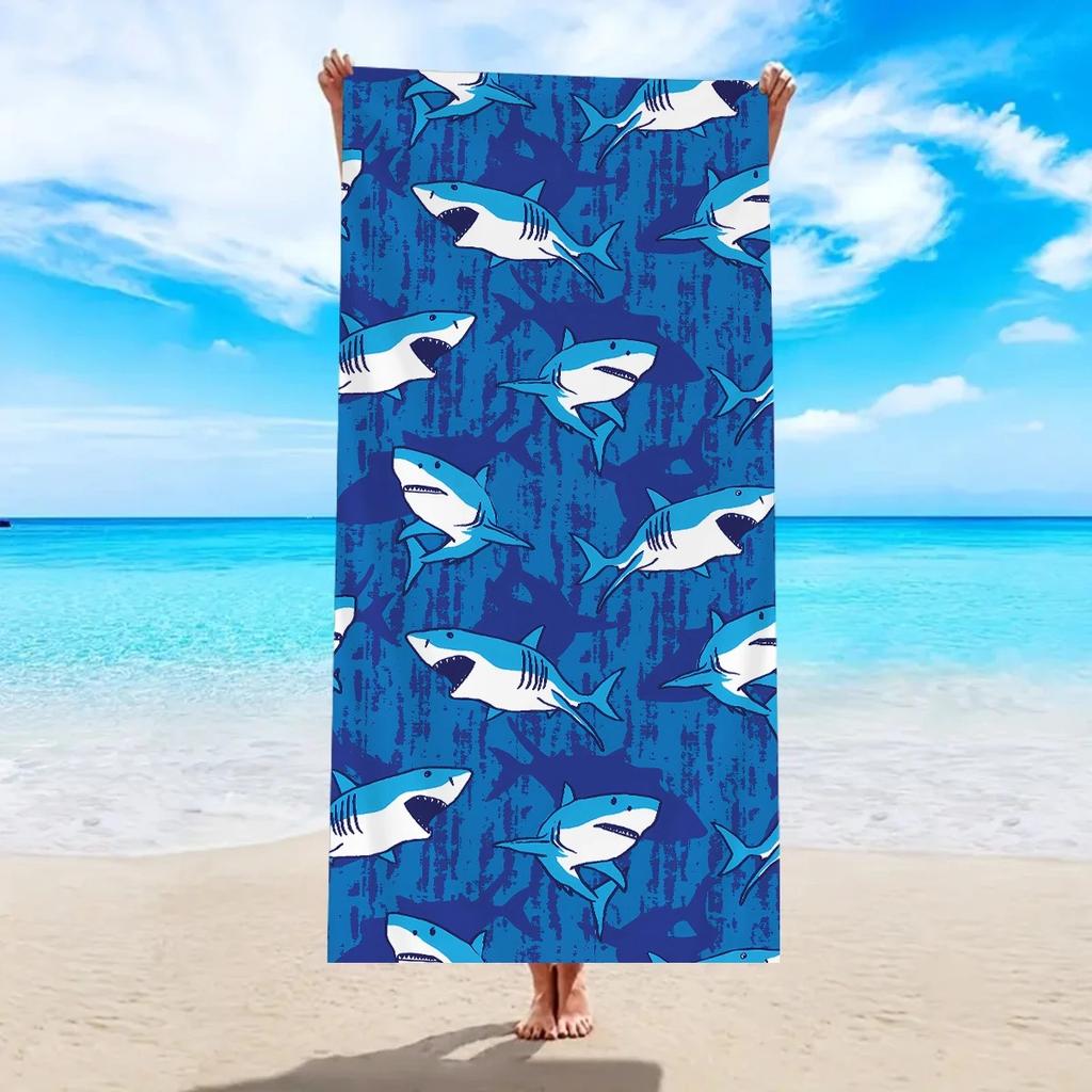 2D Flat Printed Nautical Theme Beach Towel Soft Peach Skin Quick Dry Bath Towel Swimming Pool Travel Summer Vacation Beach Decor