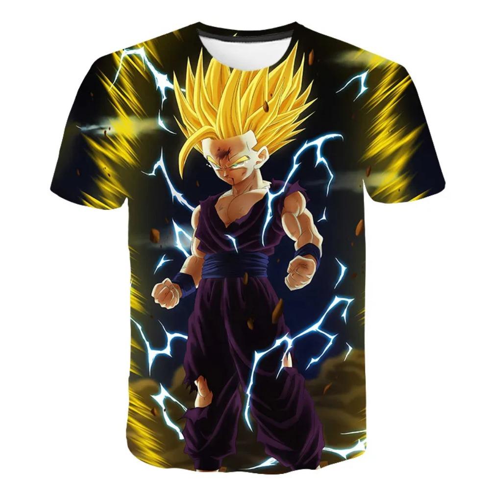 Children's Dragon Ball Series 3D Digital Printed Boys' Street Trendy Round Neck Short Sleeved T-shirt