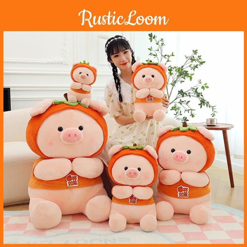 Persimmon Good Pig Cartoon Realistic Plush Toy Animal Doll Soothing Sleep Gift