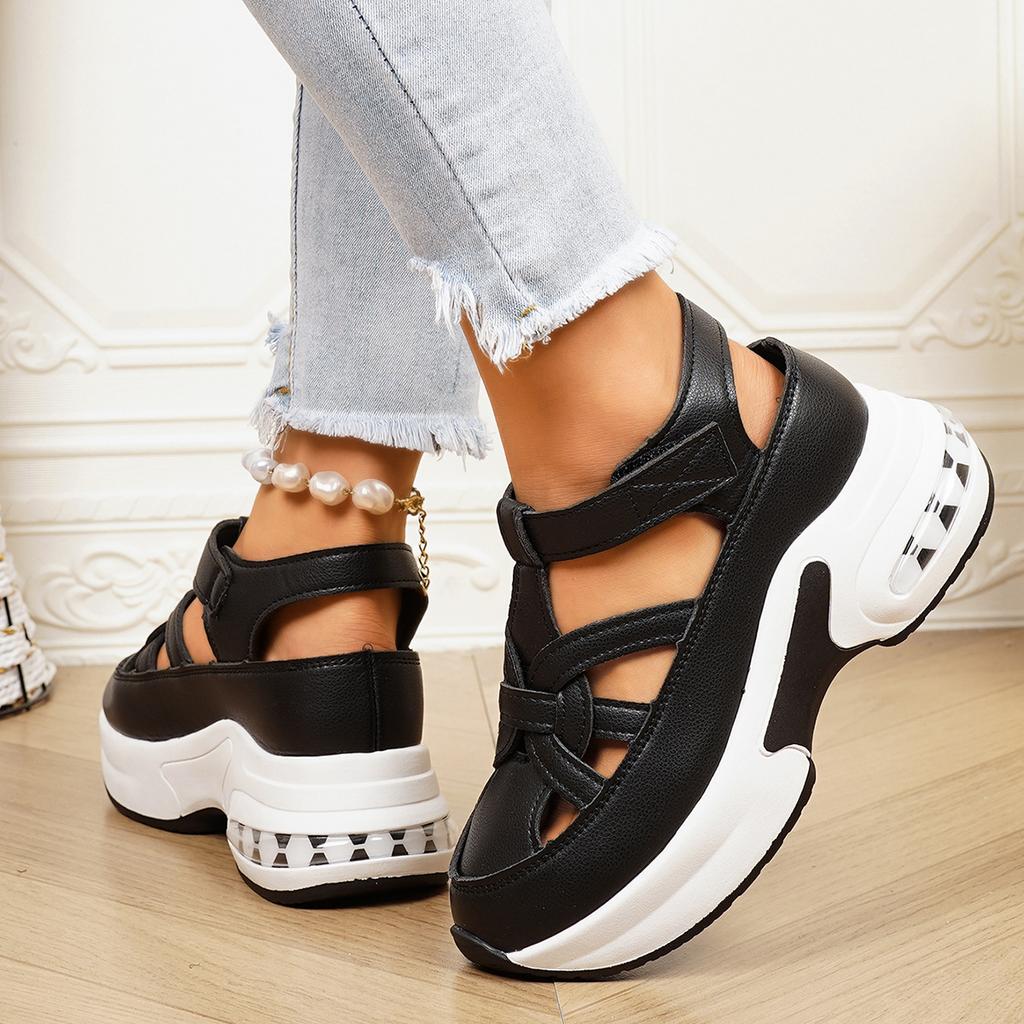 Pegged Heels Women's Shoes Platform Shoes Hollowed-out Shoes Sandals