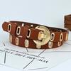 Leather Womens Pu Belt With Hollow Design And Alloy Closure For Attire Casual