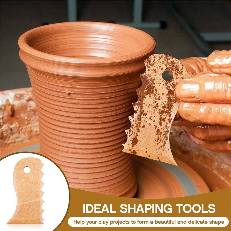 A60Z14 Pieces Pottery Trimming Tools Pottery Clay Foot Shaper Tools Texture Wooden Profile Rib Bundle Foot Shapermay
