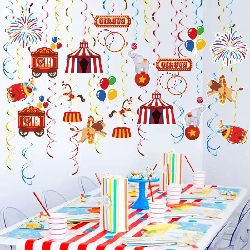 30Pcs Bright Hanging Decorations Circus Themed Party Ornament Sustainable Paper Crafts For Birthday Wedding Celebration