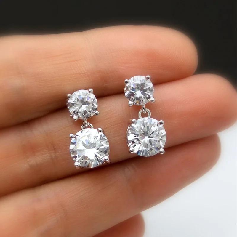 

Super Sparkling Mosonite Exquisite Earrings Fashionable and Simple Round Four Claw Earrings, Elegant Small Zircon Headpiece