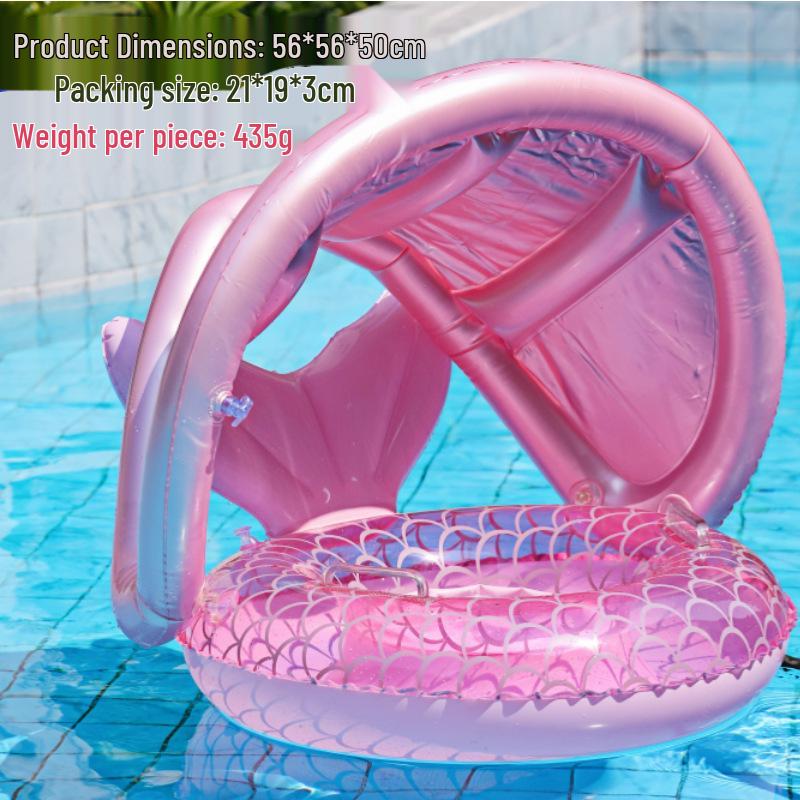 Large Toddler Boat-Themed Swimming Ring with Canopy & Steering Wheel