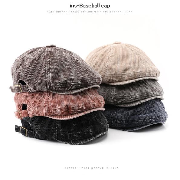 Women's Washed Corduroy Denim Forward Cap, Outdoor Men's Sun Hat, Painter's Hat, Beret