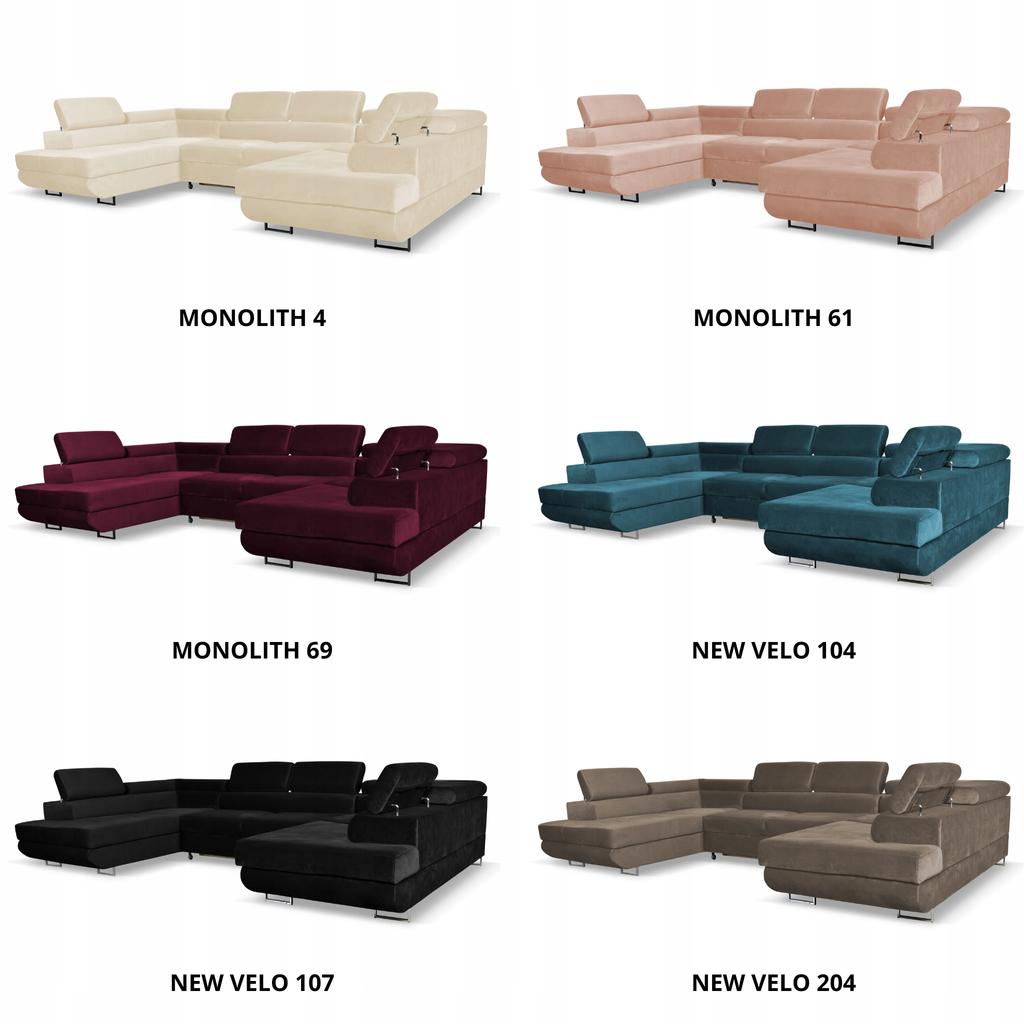 U-shaped Corner Sofa Bed, Extendable F. Bosso Family Sleeping Furniture Beige Velvet