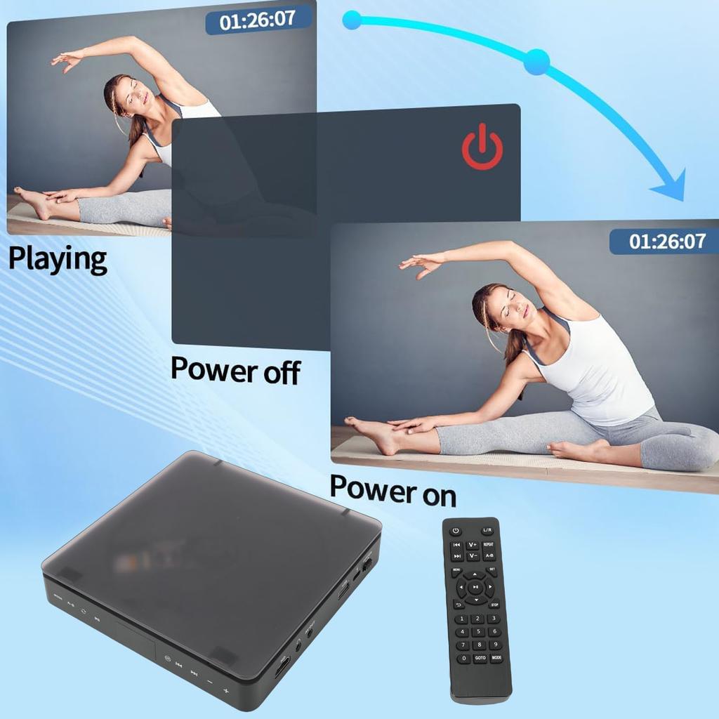 DVD Player HD Multimedia Interface AV Output All Region DVD Player with Remote Control for TV Projector Display TV DVD Player