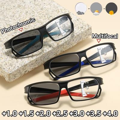 Blue Light Blocking Glasses Photochromic Multifocal Reading Presbyopia Glasses for Far Near Sports HD