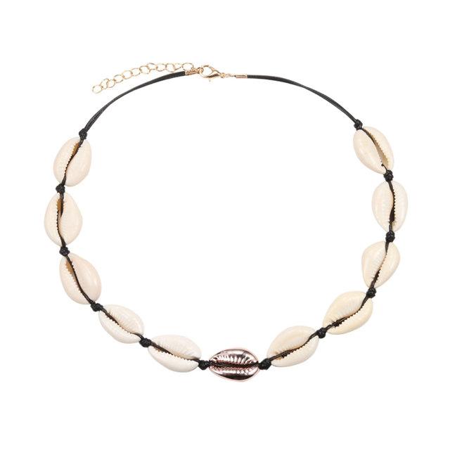 Conch Seashell Necklace Women Jewelry Summer Beach Shell Choker Bohemian Rope Cowrie Beaded Necklaces Handmade Collar Female