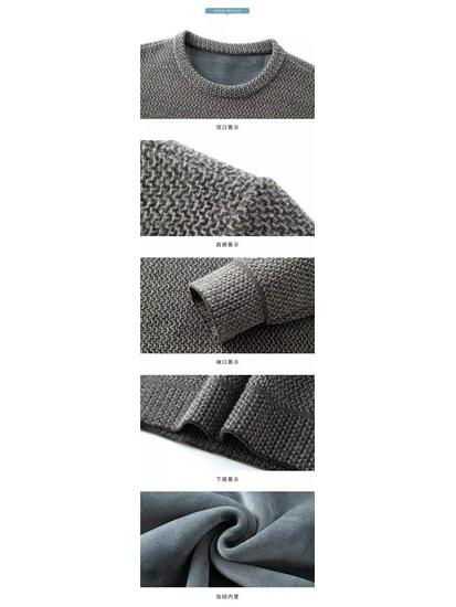 Men's 2023 Chenille Sweater: Fleece-Lined, Thickened, Round Neck, Warm Half-High Collar for Autumn/Winter.