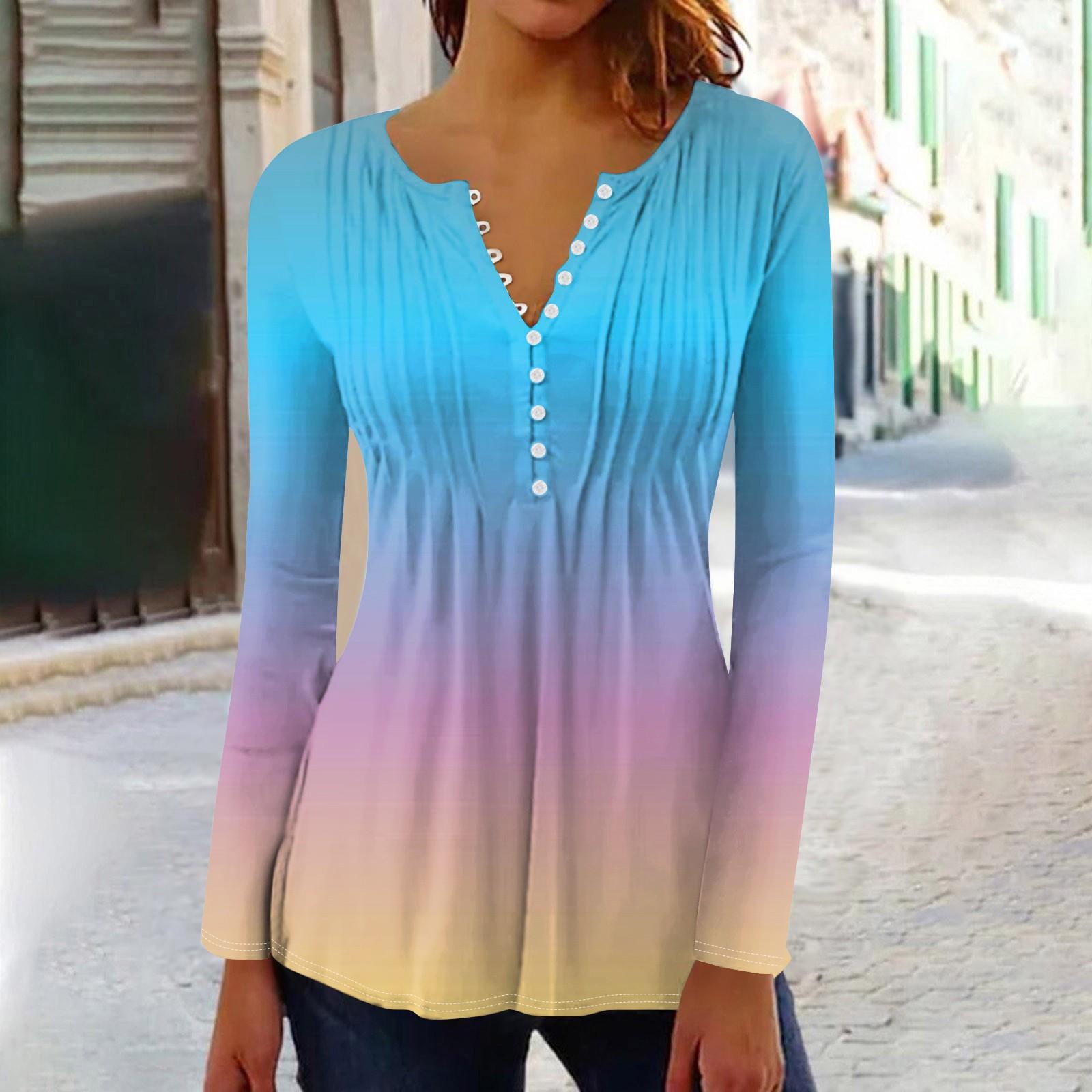 

Рубашки с длинным рукавом для женщин, осенняя мода, нарядные повседневные блузки, модные плиссированные туники, топы для леггинсов L синий