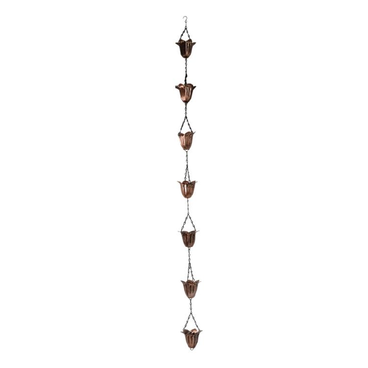 Catena per pluviali in ferro antiruggine con design a fiore, Catena per pioggia fai-da-te per un elegante scarico del tetto e atmosfera da giardino