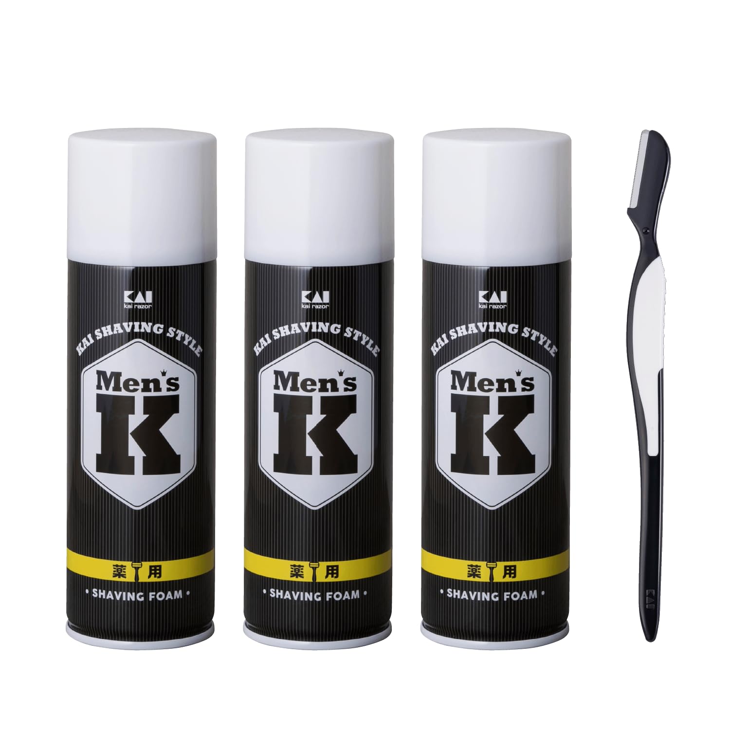 

Пена для бритья Kai K с лечебным шелковым протеином, набор из 3 шт. GA0045 для мужчин чёрный