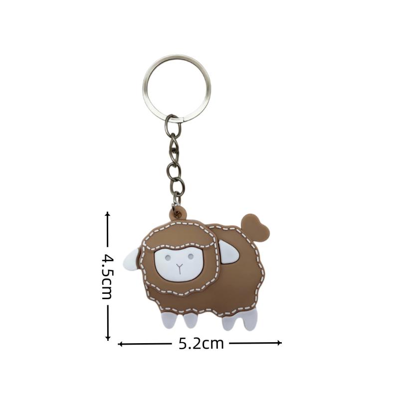 Weißes Schaf Schlüsselanhänger Cartoon Niedliches Muster PU-Leder Anhänger Langlebiger Taschenanhänger für Kinder Rucksack Dekoration