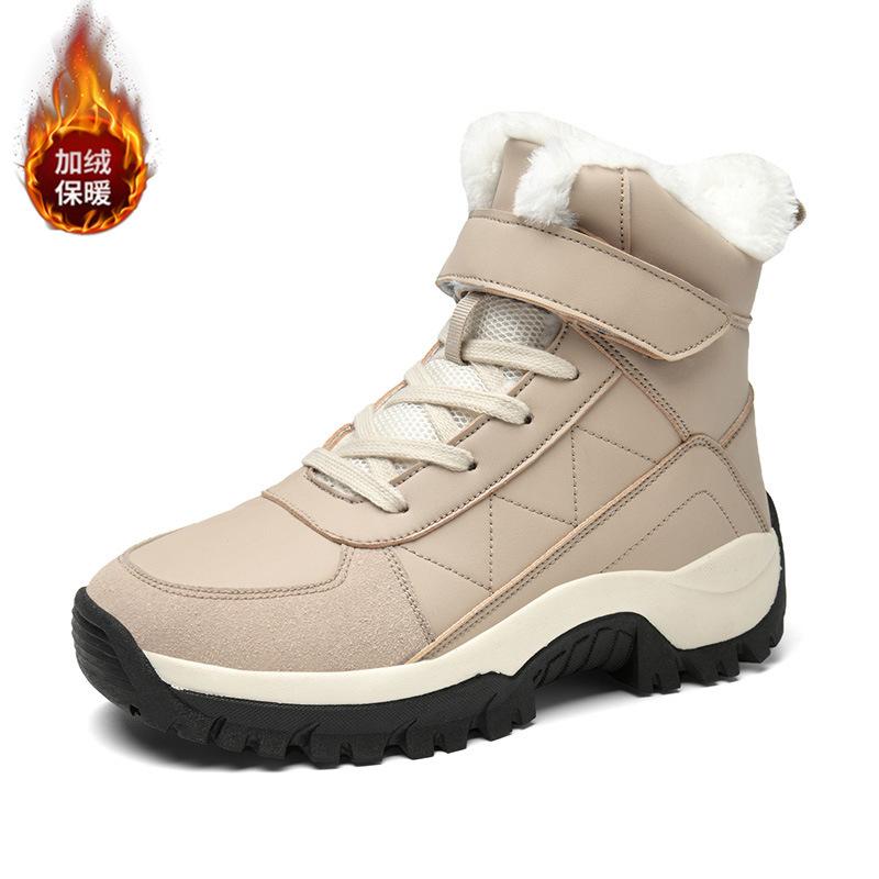 New winter velvet thickened warm and wear-resistant outdoor hiking shoes snow boots high-top cotton shoes