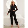 Women's Loungewear Red Lace Mesh Long-sleeved Trousers Two-piece Pajamas Women's.
