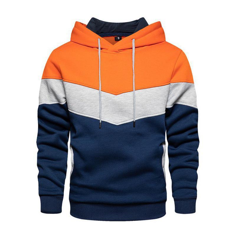 Men's European & American Style Color Block Sweatshirt - Spring/Autumn Casual Sports Top
