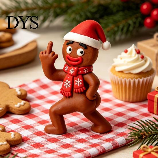 Vivid Christmas Collectibles for Display Resin Figurine, Cute Clay Style Santa Snowman Gingerbread Man Exquisite Craft Shelf Statue, Festive