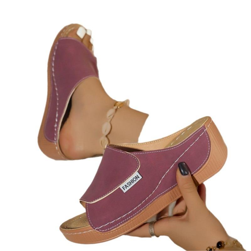 Sandalias de Deslizamiento Cómodas de Tacón de Bloque para Mujer Tallas Grandes, Zapatos Sencillos Fáciles de Poner