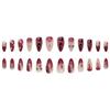 24PCS Gothic Halloween Style Press On Nails Red White False Nails with Black Web Pattern Silver Spike Design Manicure for Women