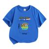 Kids Boys Girls 100% Cotton O-neck Short Sleeve T-shirt, Funny Cartoon Van Adventure Characters Print Casual Summer Soft Breathable Tee for Children D